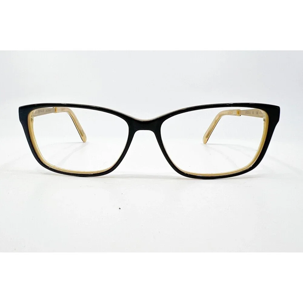 Jill Stuart Eyeglasses Women Black Gold JS 320-2 Cat Eye Frames 53-14-135